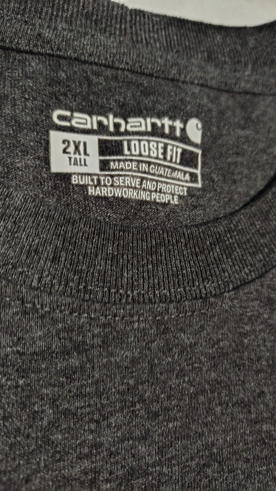 Carhartt Men&rsquo;s Crew Neck T-shirt Dark Gray 2x TALL W/ Pocket Loose Fit Relaxed