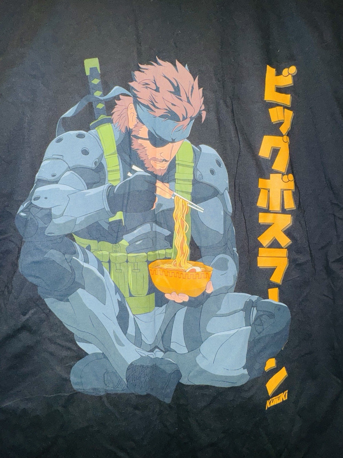 KuwKi Snake Ramen Graphic Tee Metal Gear Solid Anime Shirt Black Mens 2XL