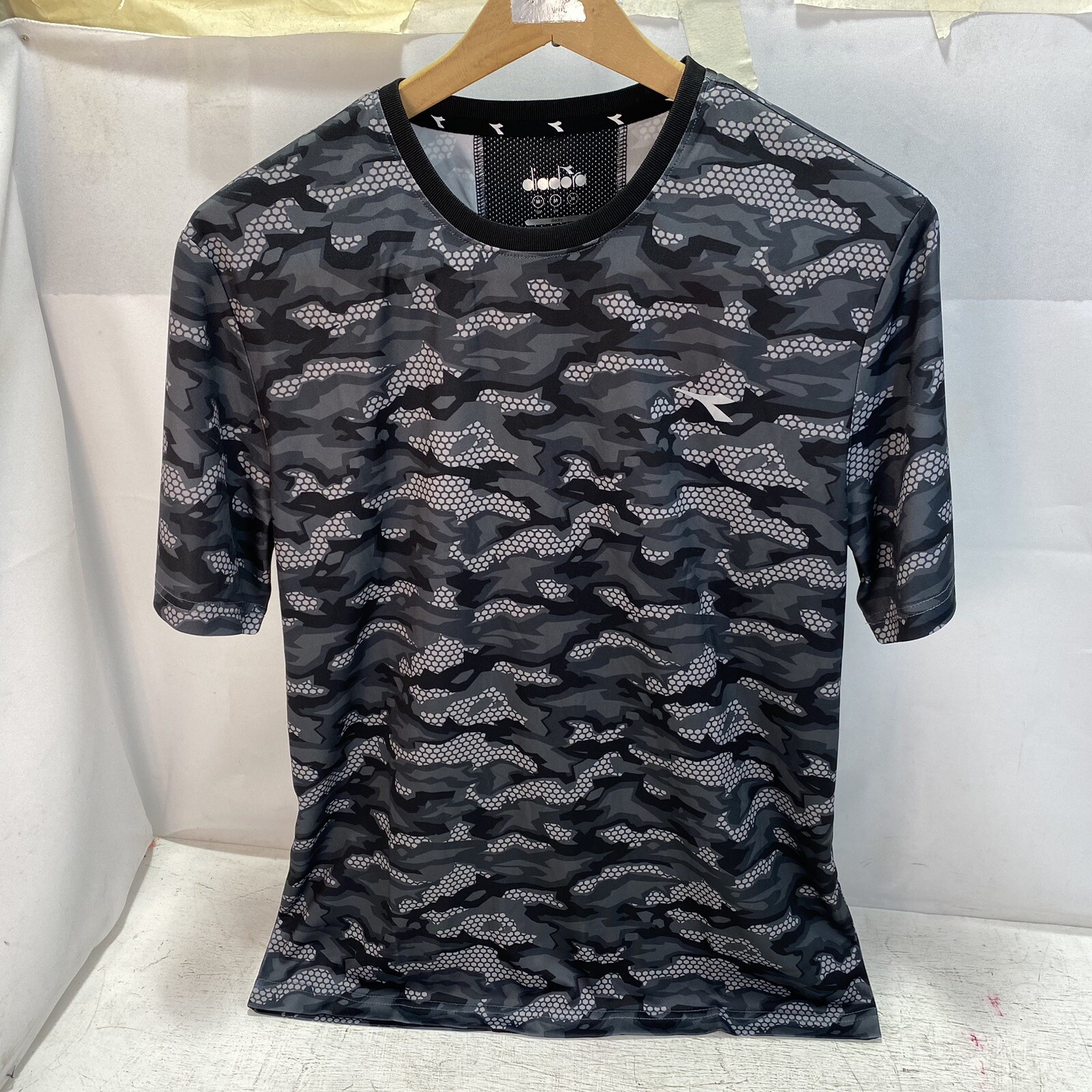 Diadora New Camo Black T-shirt Med Soccer Football Ultras Casuals Italy