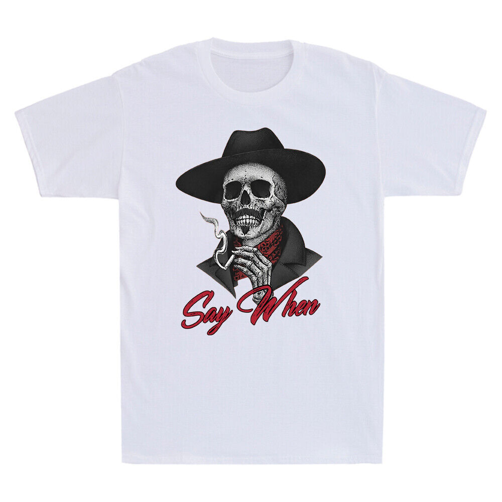 Say When Doc Holiday Skull Skeleton Waiting To Death Vintage Men&rsquo;s T-Shirt Black