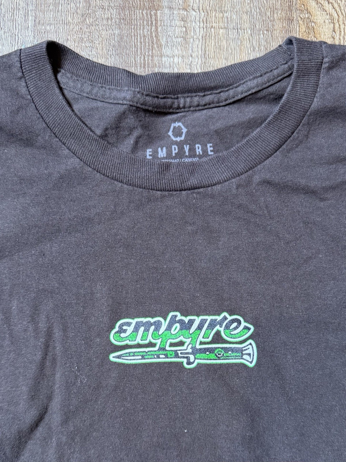 Empyre Men’s Dagger Box Logo Long Sleeve Tee Shirt Brown Size XL