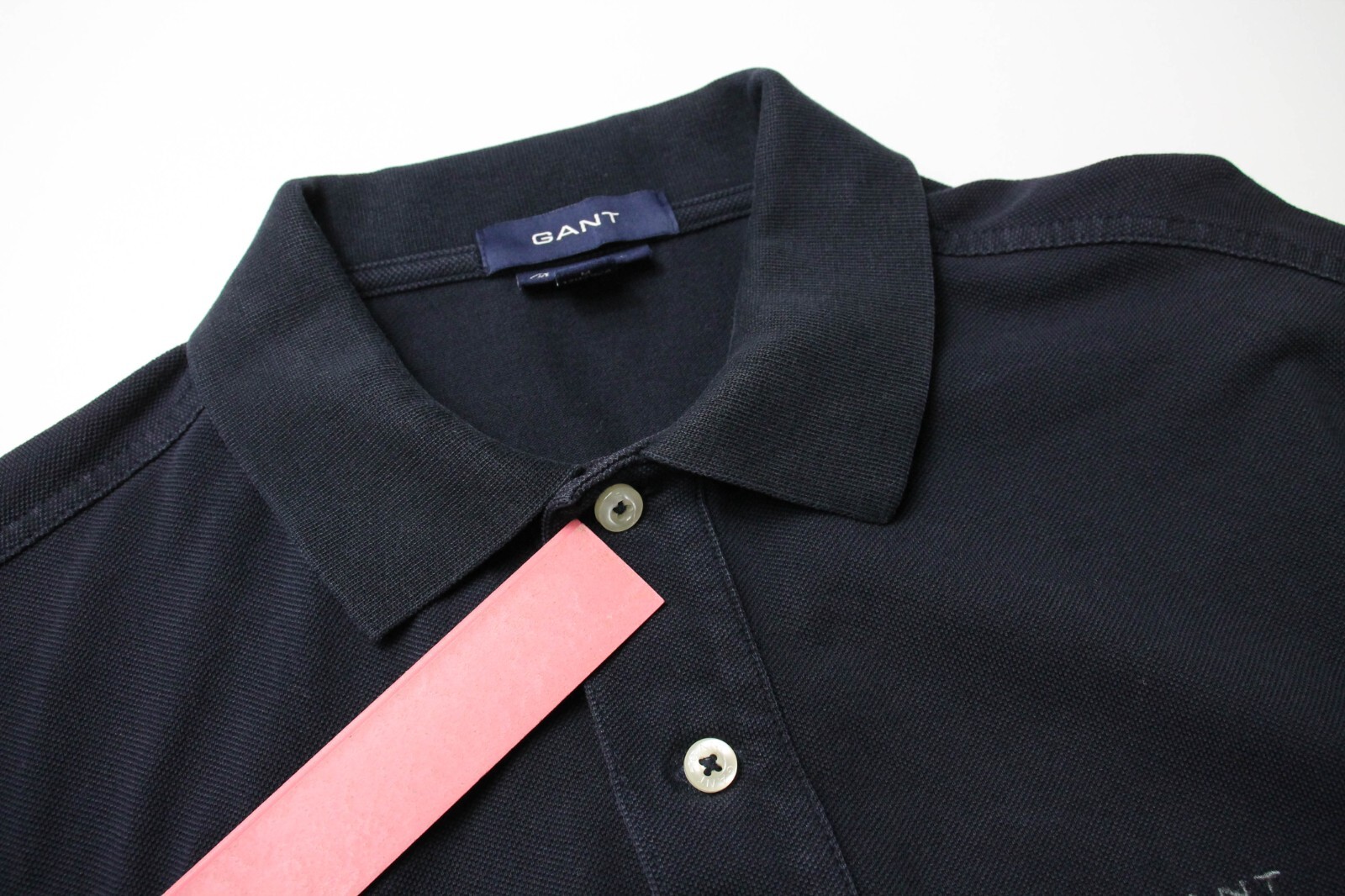GANT Regular Fit T-Shirt Mens Medium Short Sleeve Half Button Polo Collared Navy
