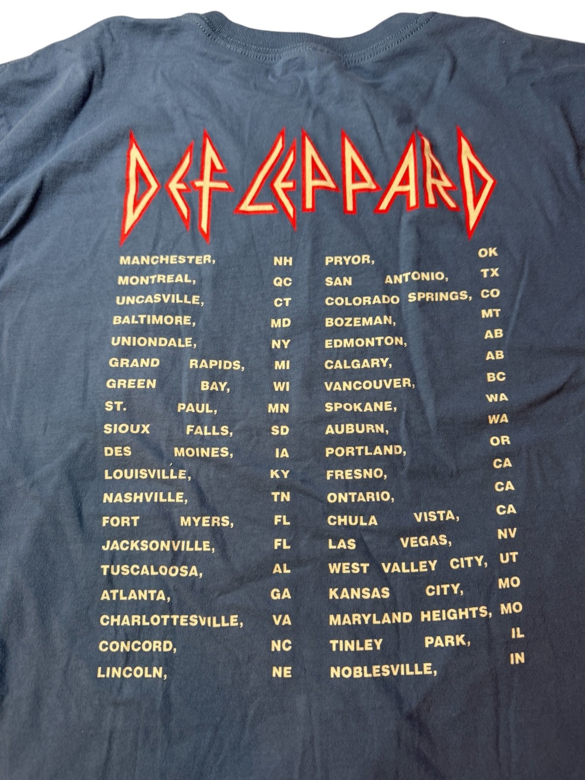 Def Leppard Blue Gray 2017 Concert Tour T-shirt Band XL Short Sleeve