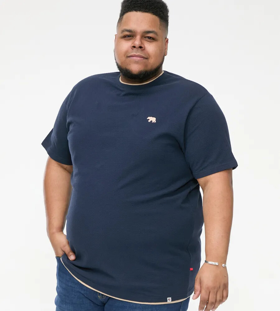 D555 Duke Big Mens Navy Waffle Textured T-Shirt 2XL 3XL 4XL 5XL 6XL (601613)