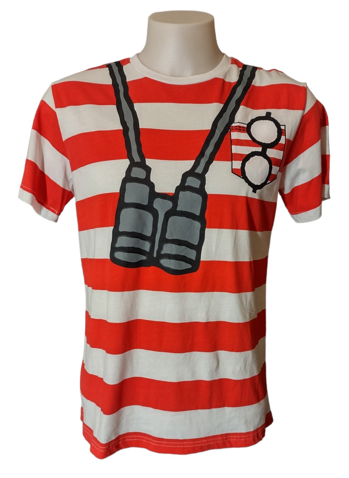 Where&rsquo;s Waldo Mens Adult Unisex Medium Striped Costume Shirt Cotton/Polyester