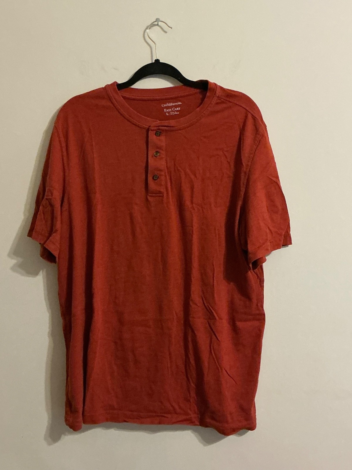 Croft and Barrow Easy Care Button Up Tee Short Sleeve T-Shirt. Size L