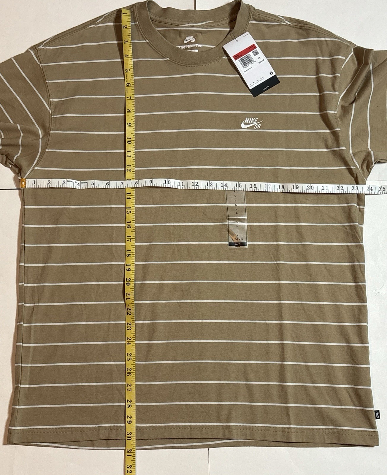 Nike SB Max90 Striped Skate Tee T-Shirt HJ0812-297 Beige White NWT Size L