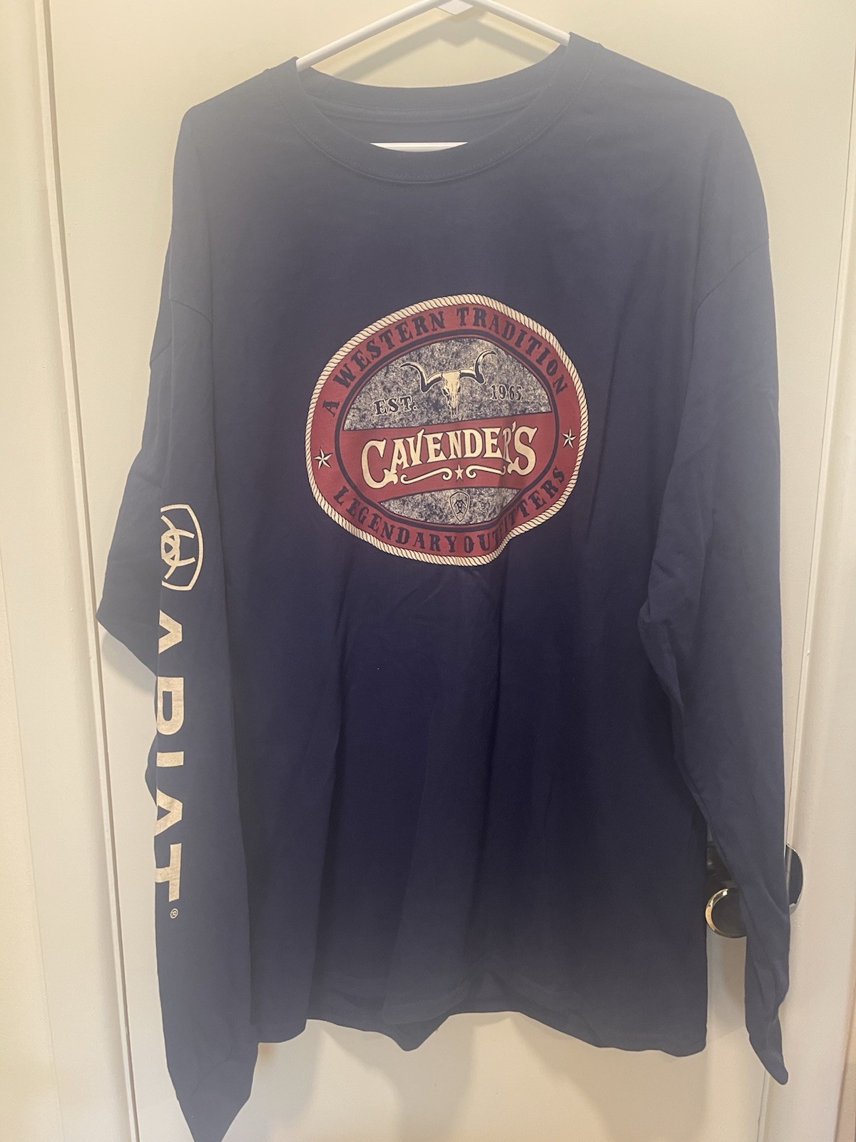 Hanes Blue XL Long Sleeve Crew Neck Graphic Print Cotton Jersey Tagless T-Shirt