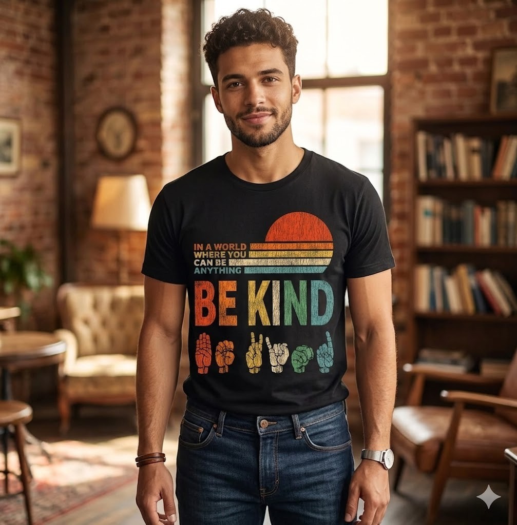 In A World Where You Can Be Anything Be Kind Sign Language T-Shirt – H053