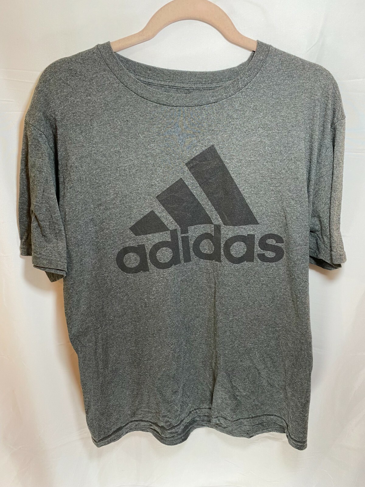 Adidas Shirt Adult Large Grey The Go To Tee Spell Out Pullover Mens