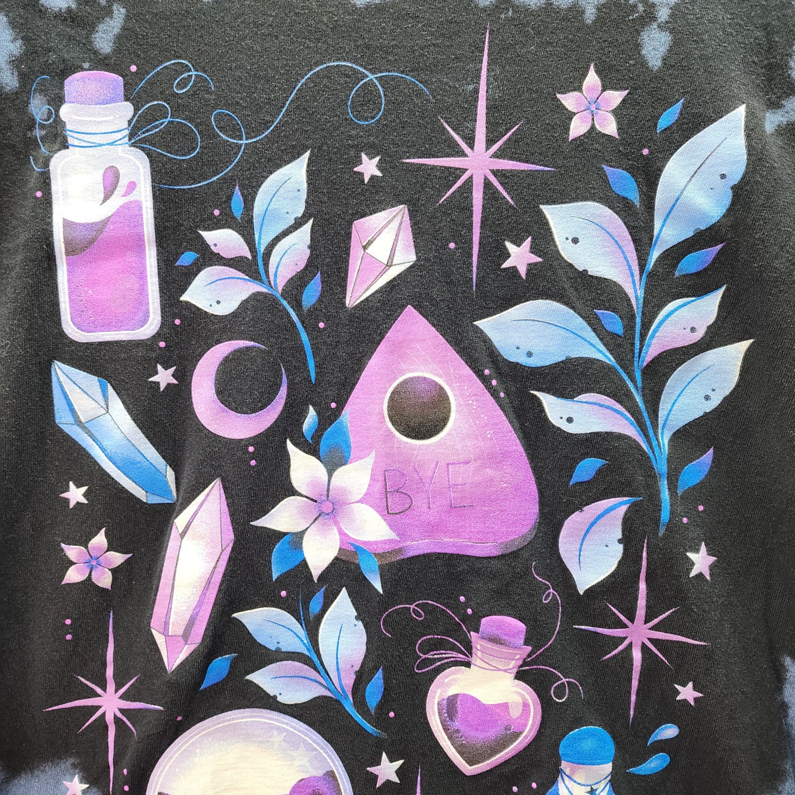 TexArt Tie Dye Graphic T Shirt Men’s Medium Fantasy Crystals Potion Ouija Style