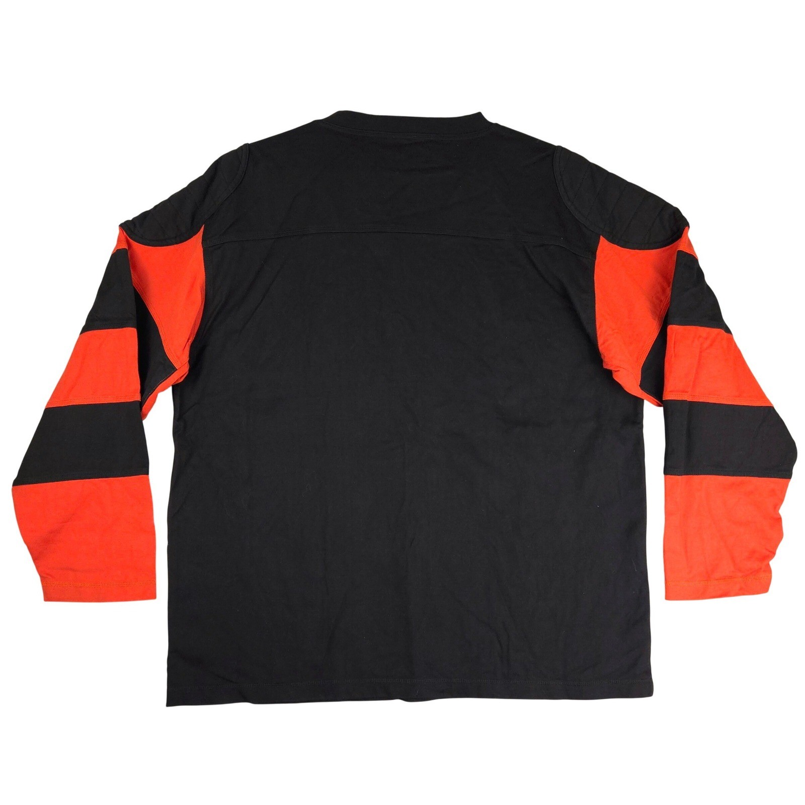 J. Peterman Mens XL Black Orange Colorblock Quilted Elbow Patch Jersey Shirt