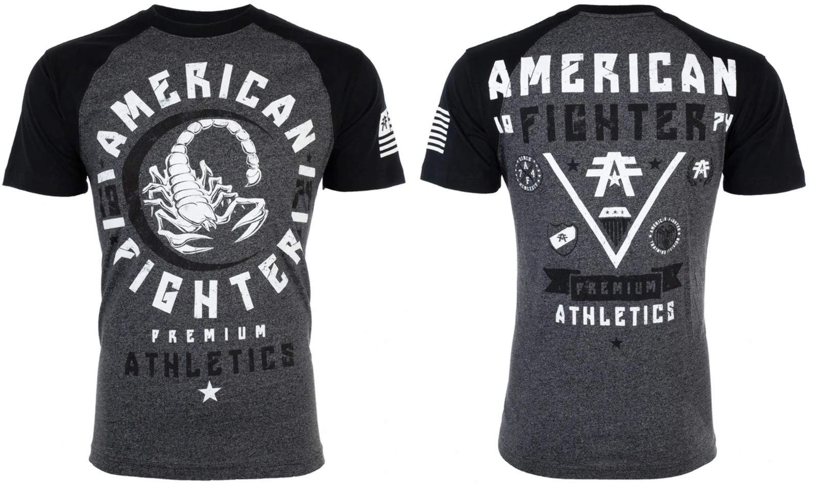 American Fighter Mens T-Shirt MICHIGAN Athletic BLACK GREY Biker MMA