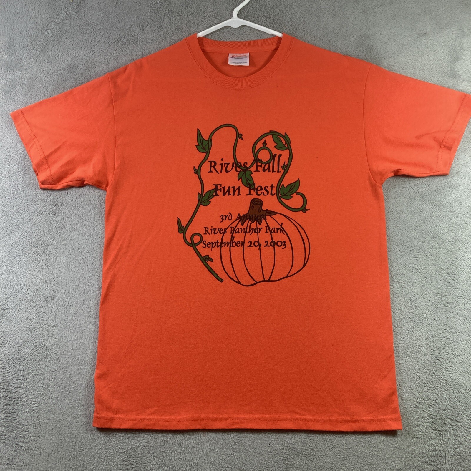 Vintage 2003 Shirt Adult Medium Orange Rives Fall Festival Pumpkin Graphic Tee