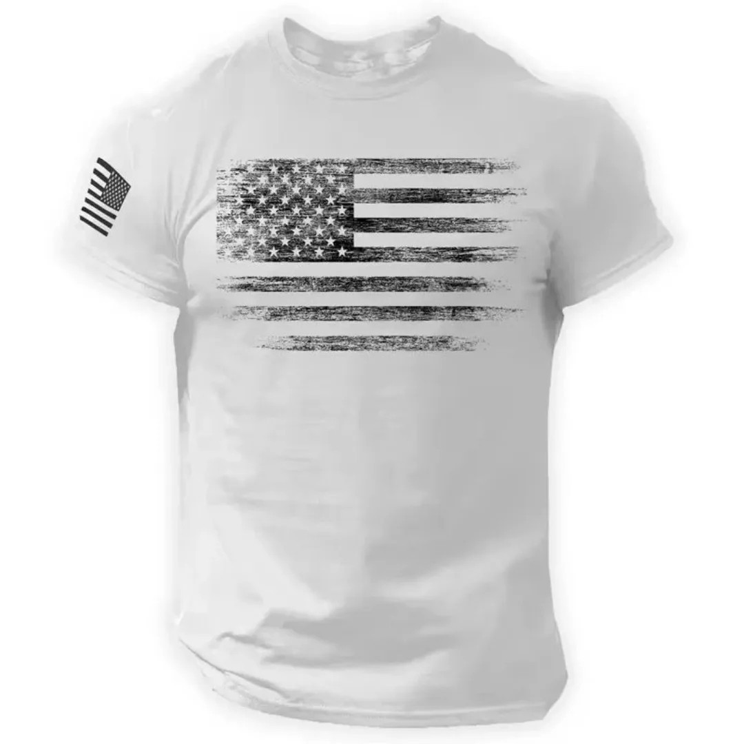 USA Distressed Flag Men T Shirt Patriotic American Tee