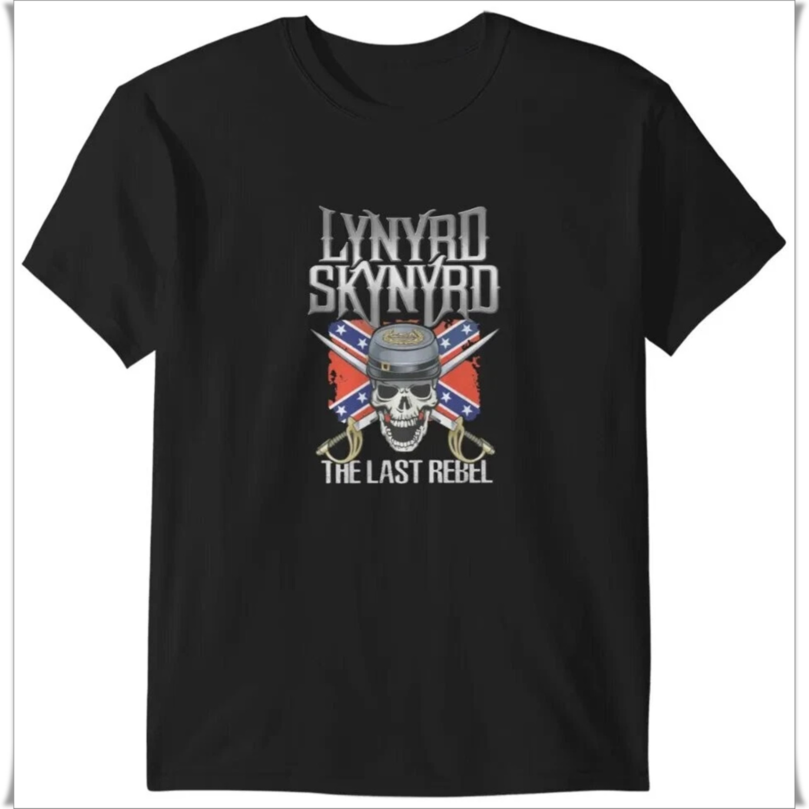 Lynyrd Skynyrd The Last Rebel T-shirt, Heavy Black Cotton T-shirt, Size S-5XL