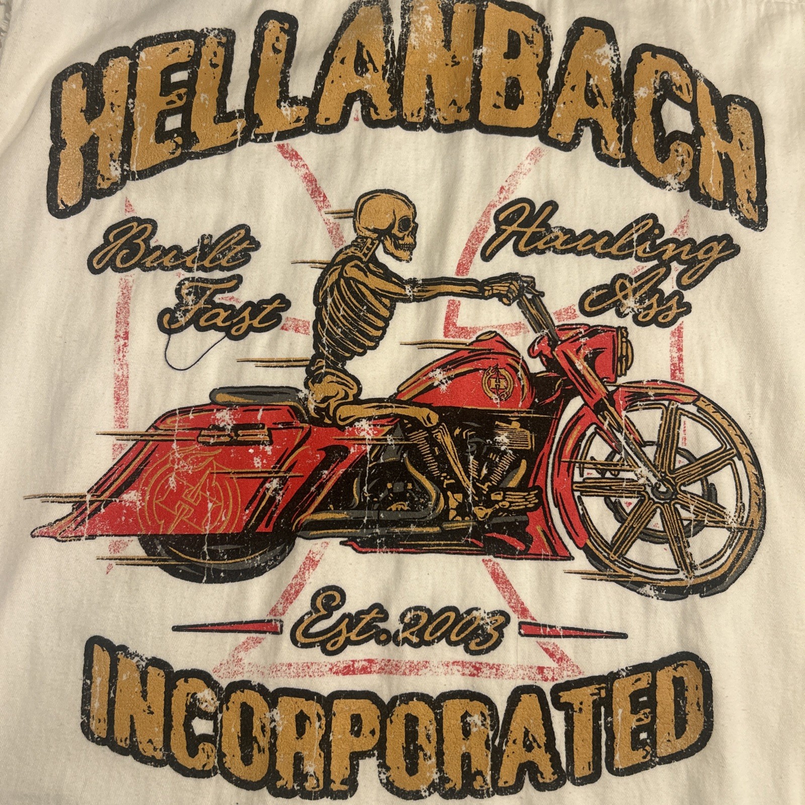 Biker Wear Usa Sz L Hellanback Inc Biker Shirt Bottom DownCut Off Sleeves# Ride