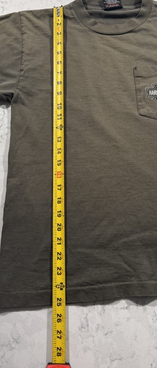 VTG Harley Davidson T-Shirt Mens Medium Green Long Sleeve ATX Central Texas USA