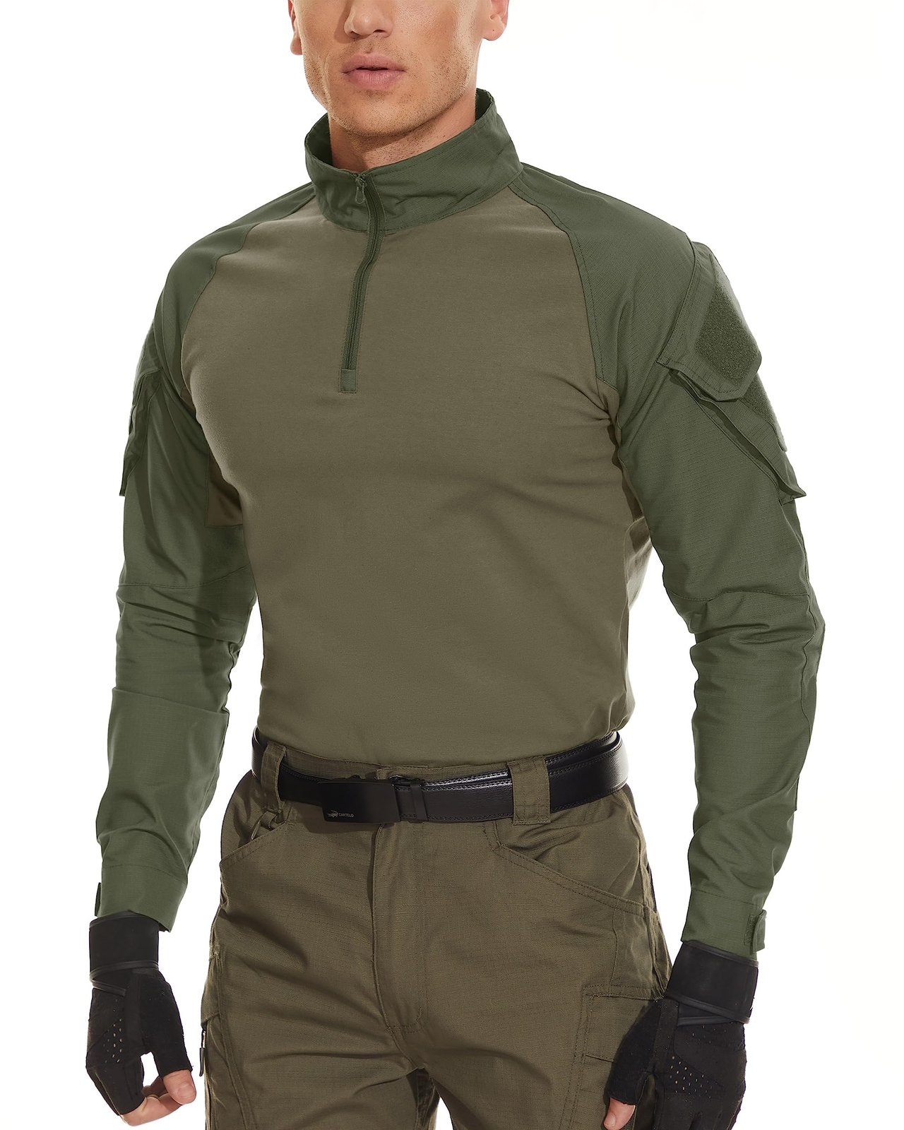 Men&rsquo;s 1/4 Zip Shirts Long Sleeve Ripstop Top Outdoor Work Hiking Training Shirts