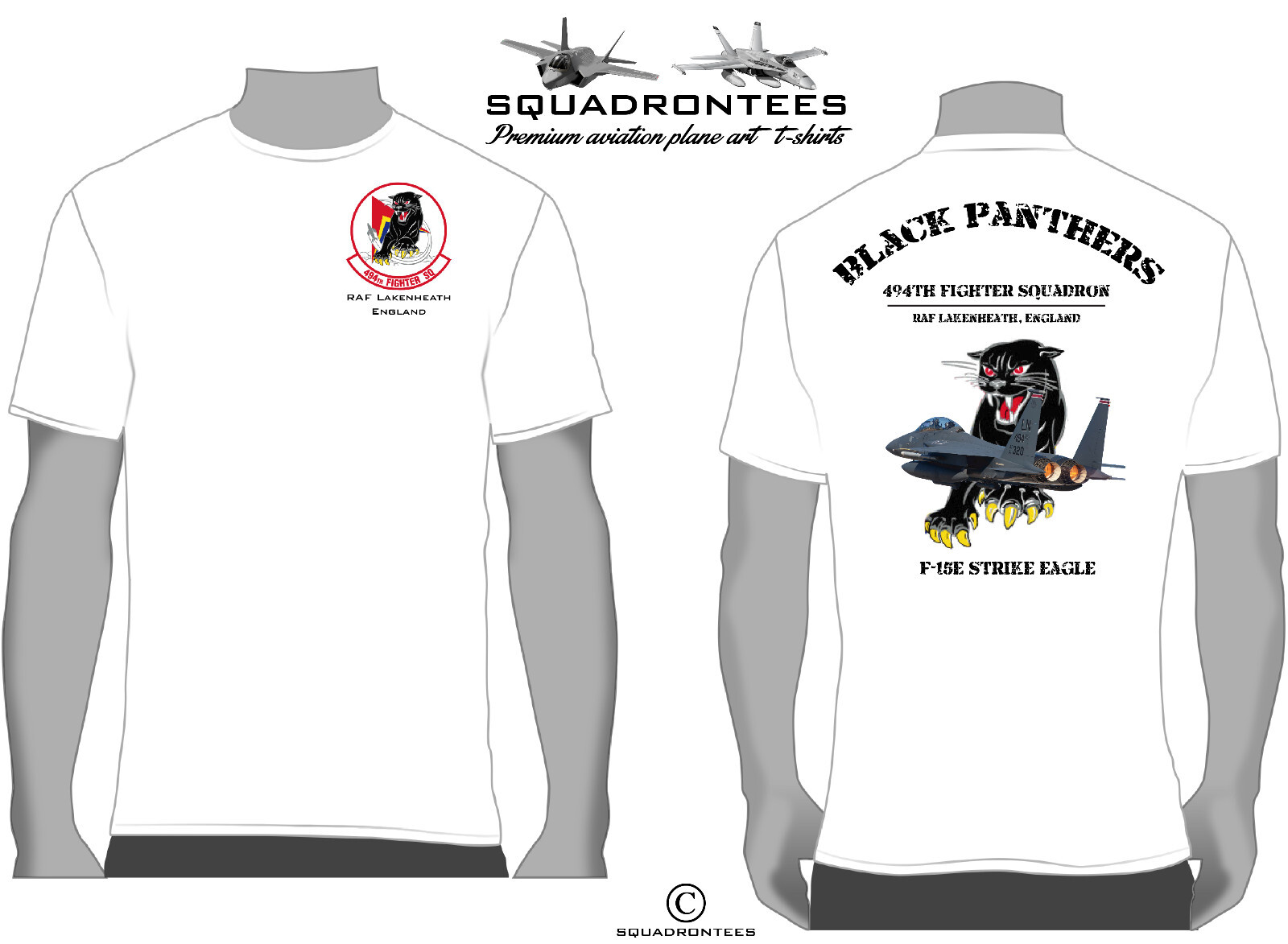 494th FS Black Panthers Squadron T-Shirt D2, USAF Licensed Product