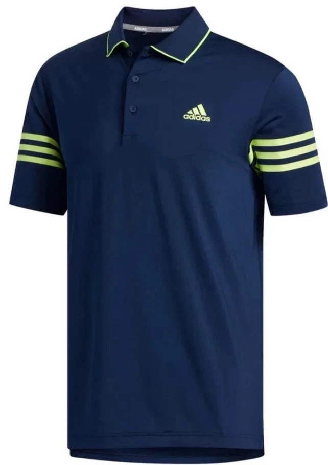 Adidas Ultimate365 Blocked Mens Golf Polo Shirt XXL Navy Yellow Volt FJ9823