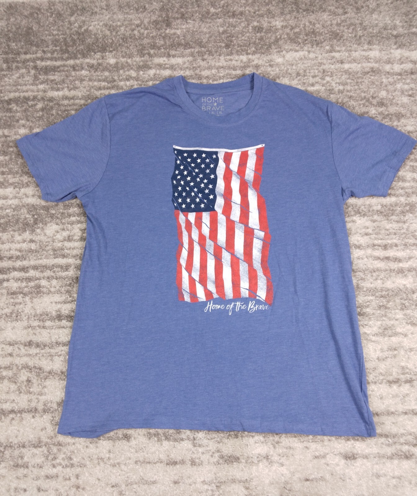 American Flag Shirt Men&rsquo;s XL Blue Graphic Logo Home of the Brave USA Patriotic