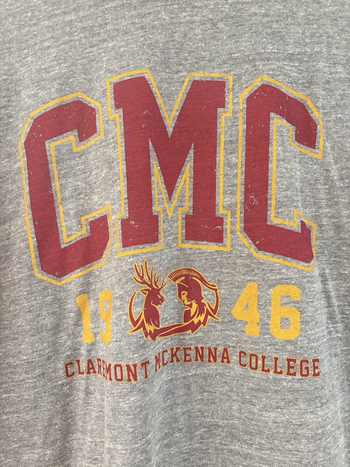 League 91 T-Shirt Claremont McKenna College CMC Tee XL Gray/Red Graphic Cotton