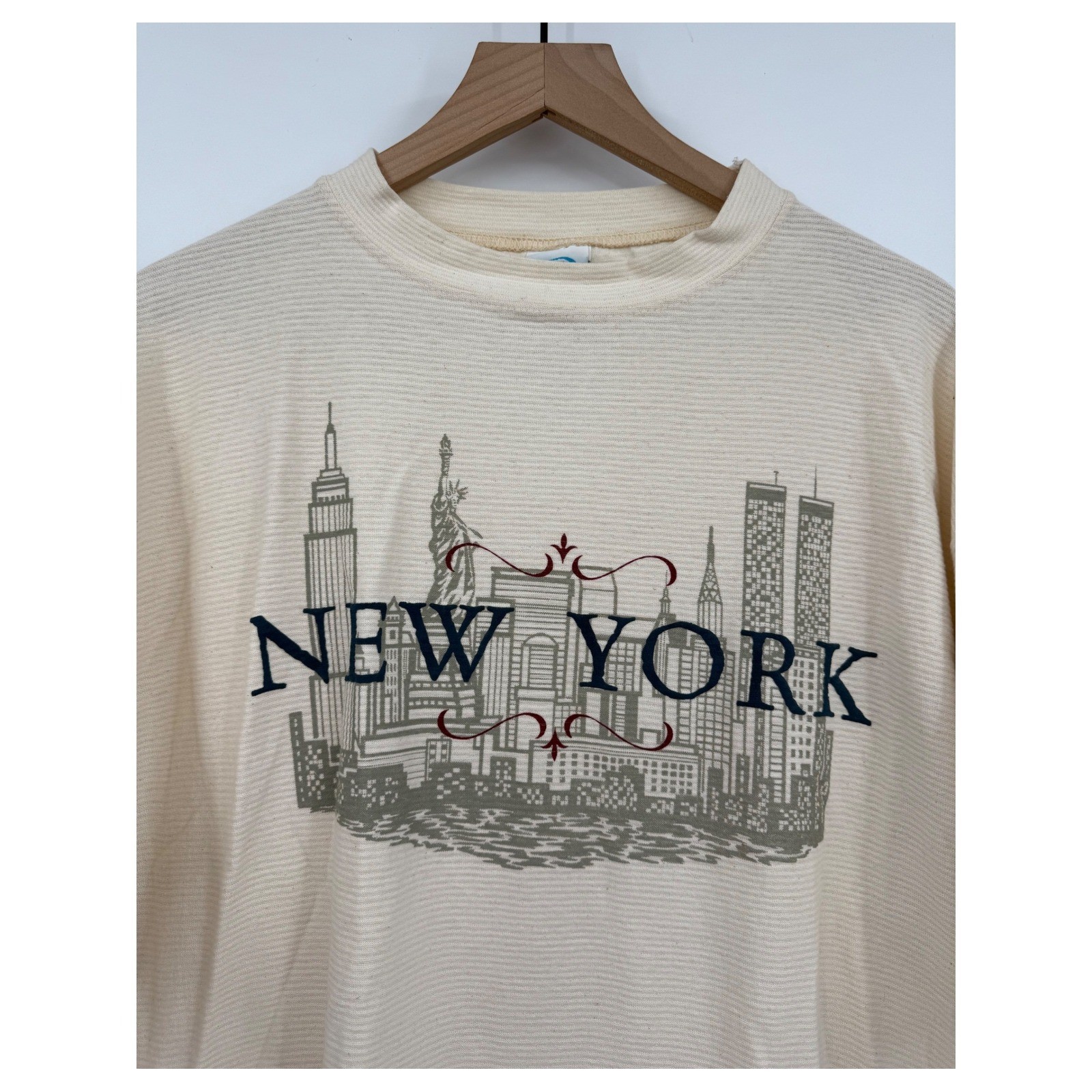 Vintage New York City Shirt Mens XL Cream Graphic Made USA