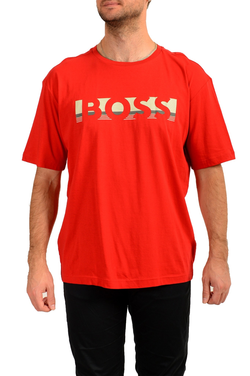 Hugo Boss Men&rsquo;s « Tee 1 » Red Logo Print Short Sleeve T-Shirt US 2XL IT 56