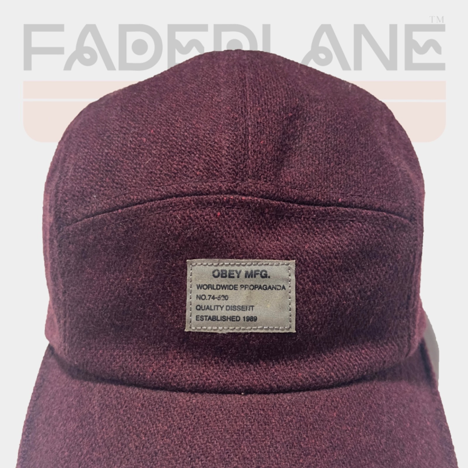 Obey Maroon Wool Blend 5 Panel Cap, One Size Fits All