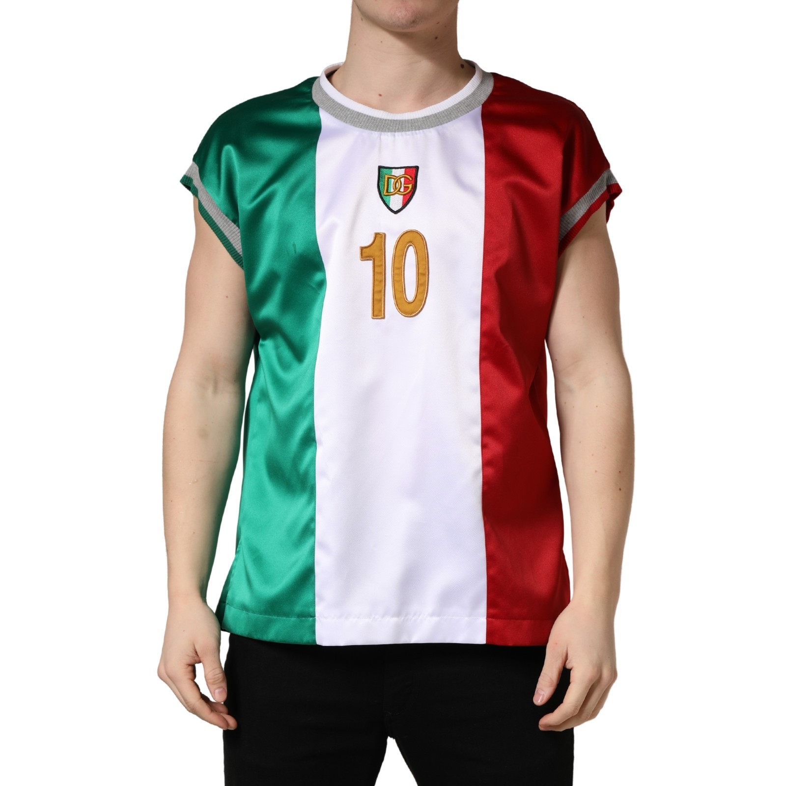 DOLCE & GABBANA T-shirt Multicolor Italia DG Logo SatinTank IT52/US42/XL 1500usd