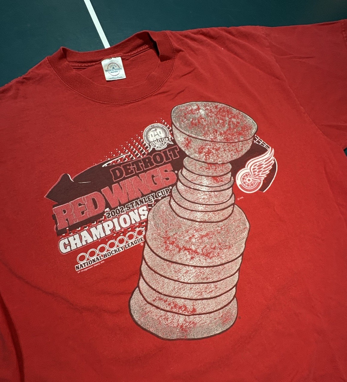 Vintage Detroit Red Wings Stanley Cup Champions 2002 T Shirt Men&rsquo;s XL Red