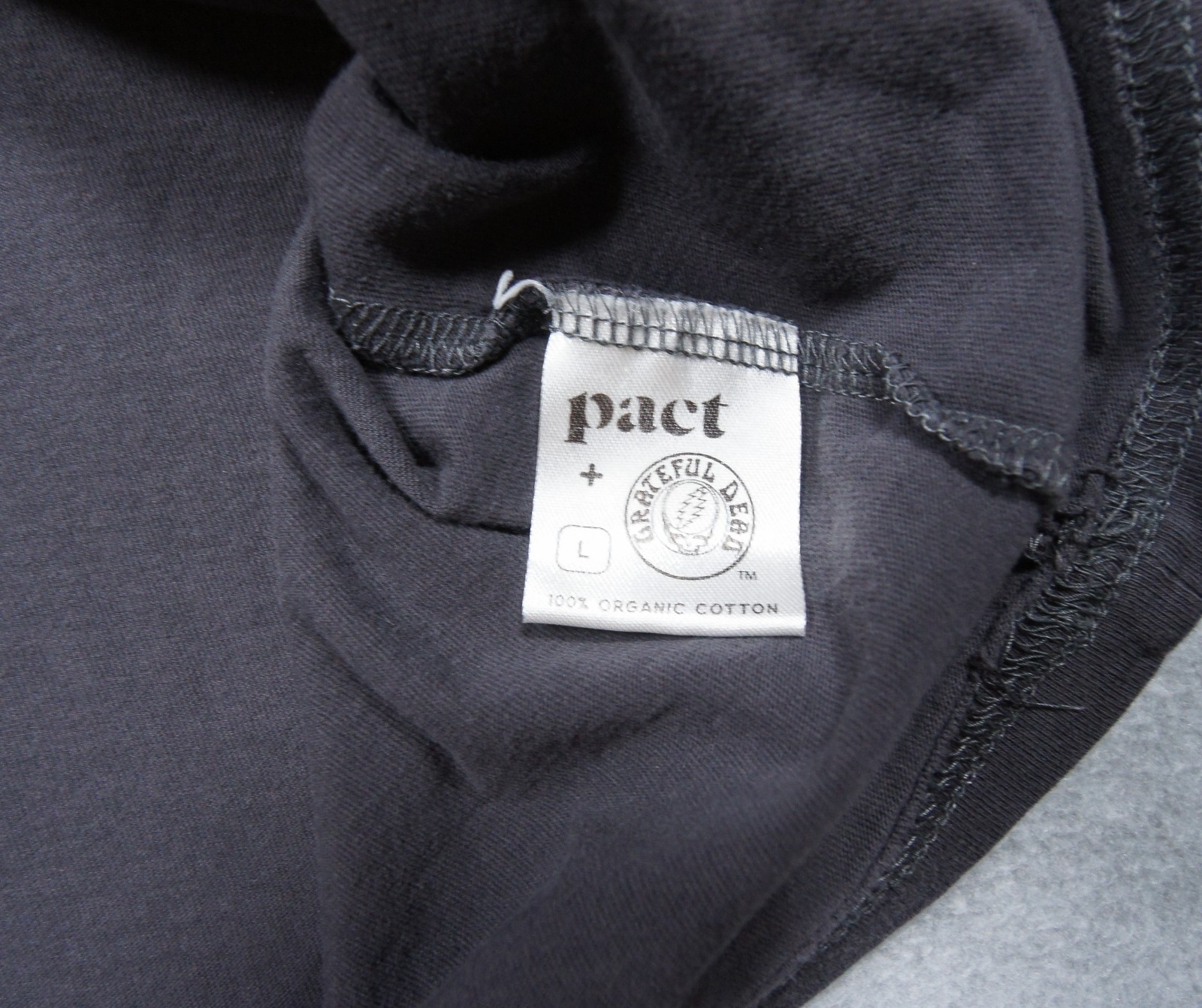 Pact Shirt Mens Large Gray Grateful Dead Band Tee Graphic Organic Cotton