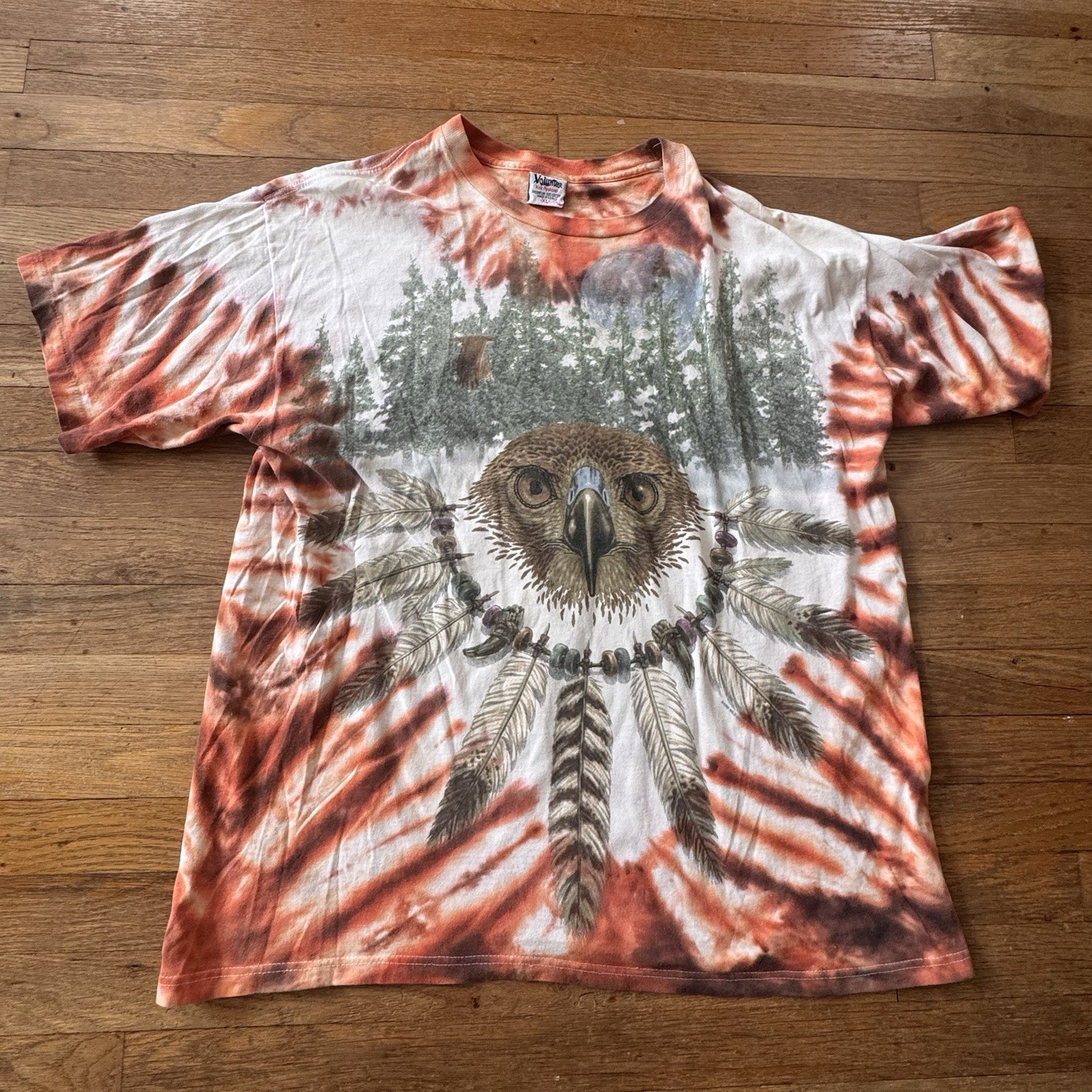 Vintage 90s Native American Bald Eagle Wild Oats On Volunteer TagT-Shirt Mens Xl