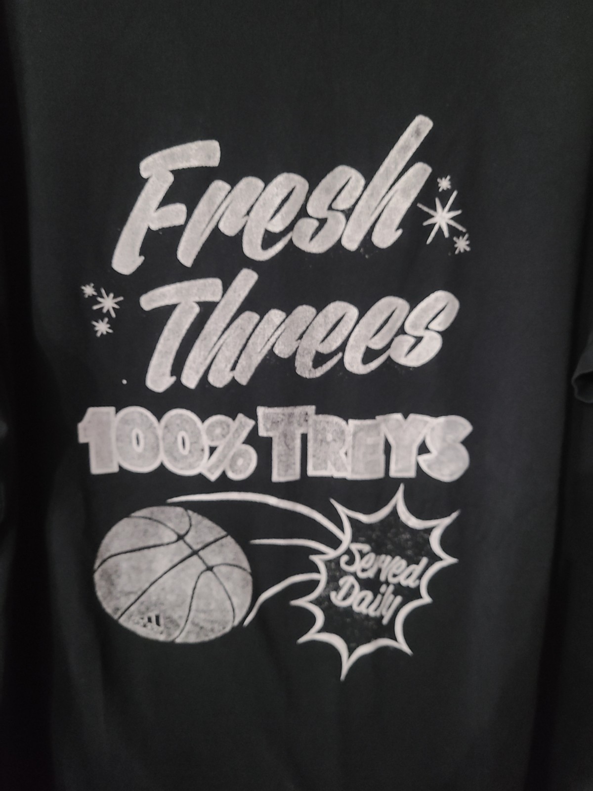 Adidas Climalite Basketball Fresh Threes Black Graphic Tee Shirt, Men&rsquo;s XL