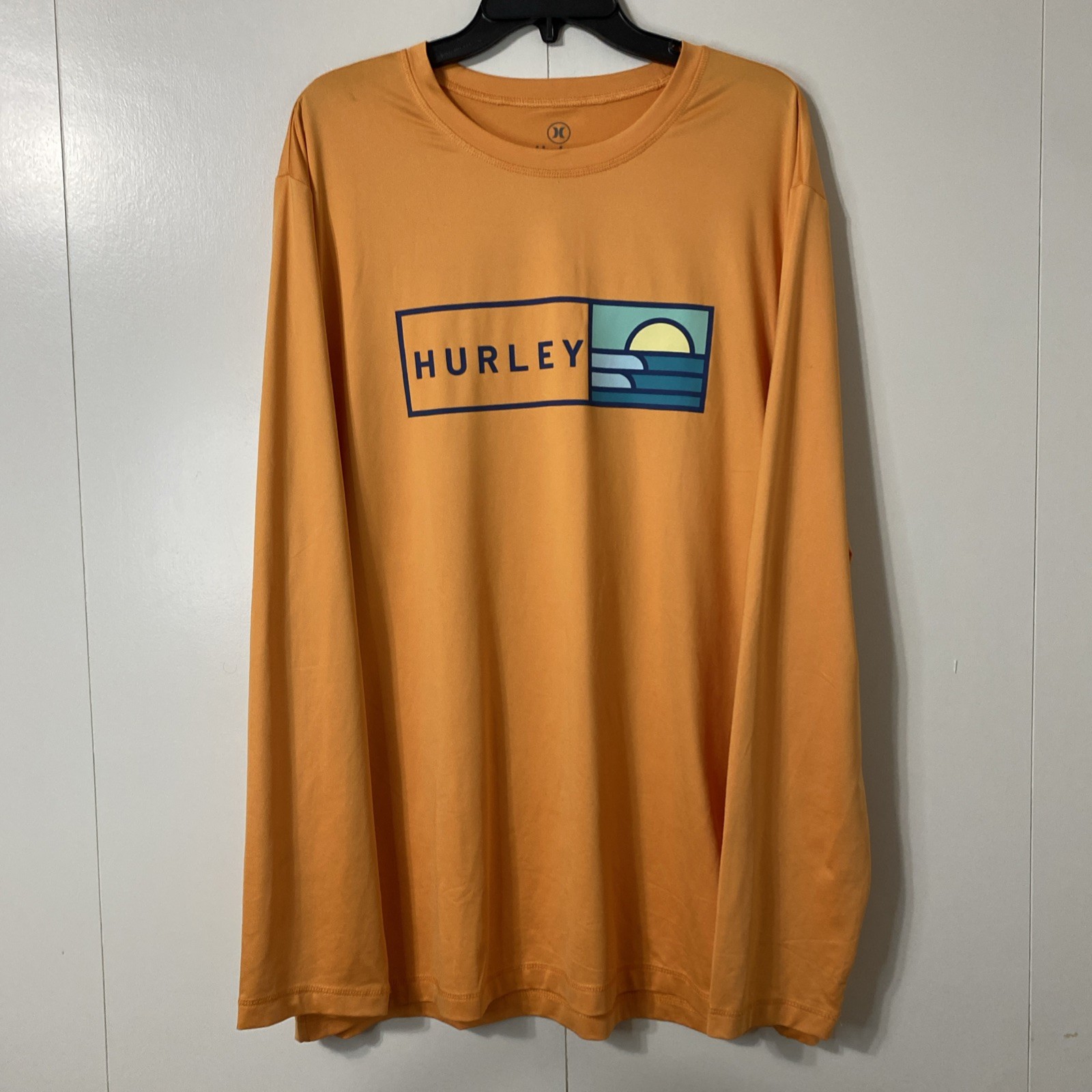Hurley Men&rsquo;s Nylon Spandex Long Sleeve Shirts Orange Sz XL