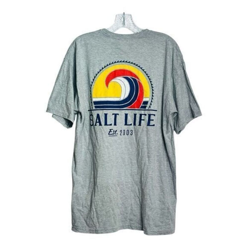 Salt Life Mens Graphic T Shirt Gray Short Sleeve Est 2003 Wave Logo Size L