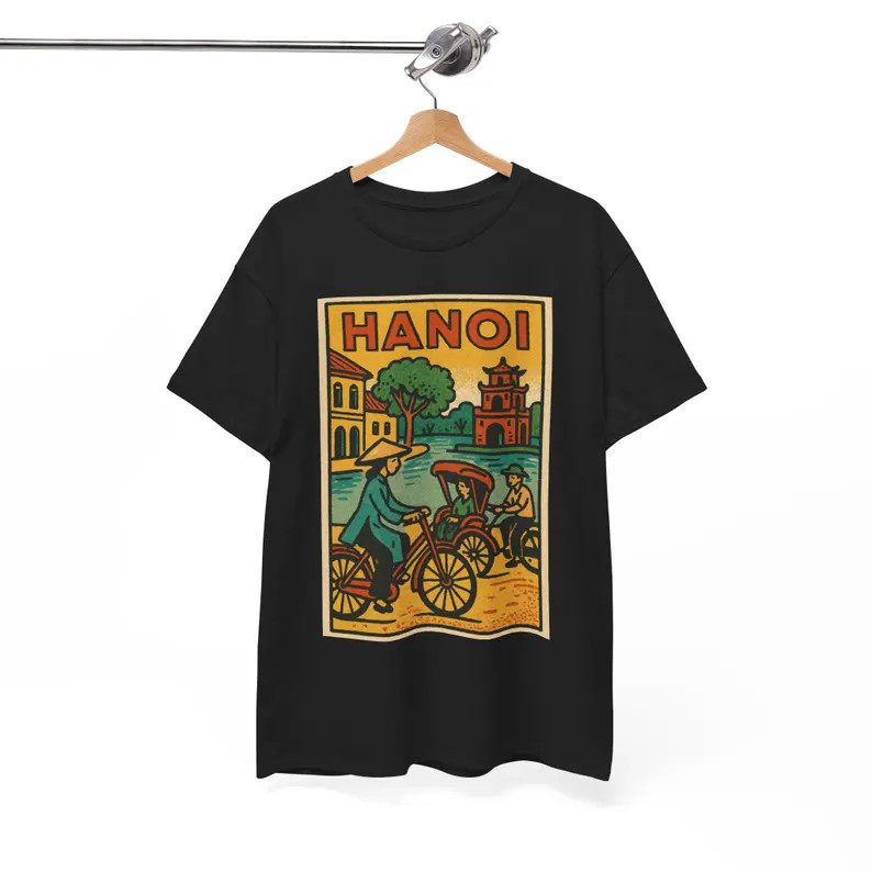 Vintage Hanoi Vietnam Travel Graphic T-Shirt Casual Unisex Tee