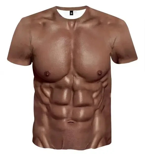 Muscle 3D T-shirt Muscle Tattoo Print T-shirt For Summer Beach Holiday Men Short
