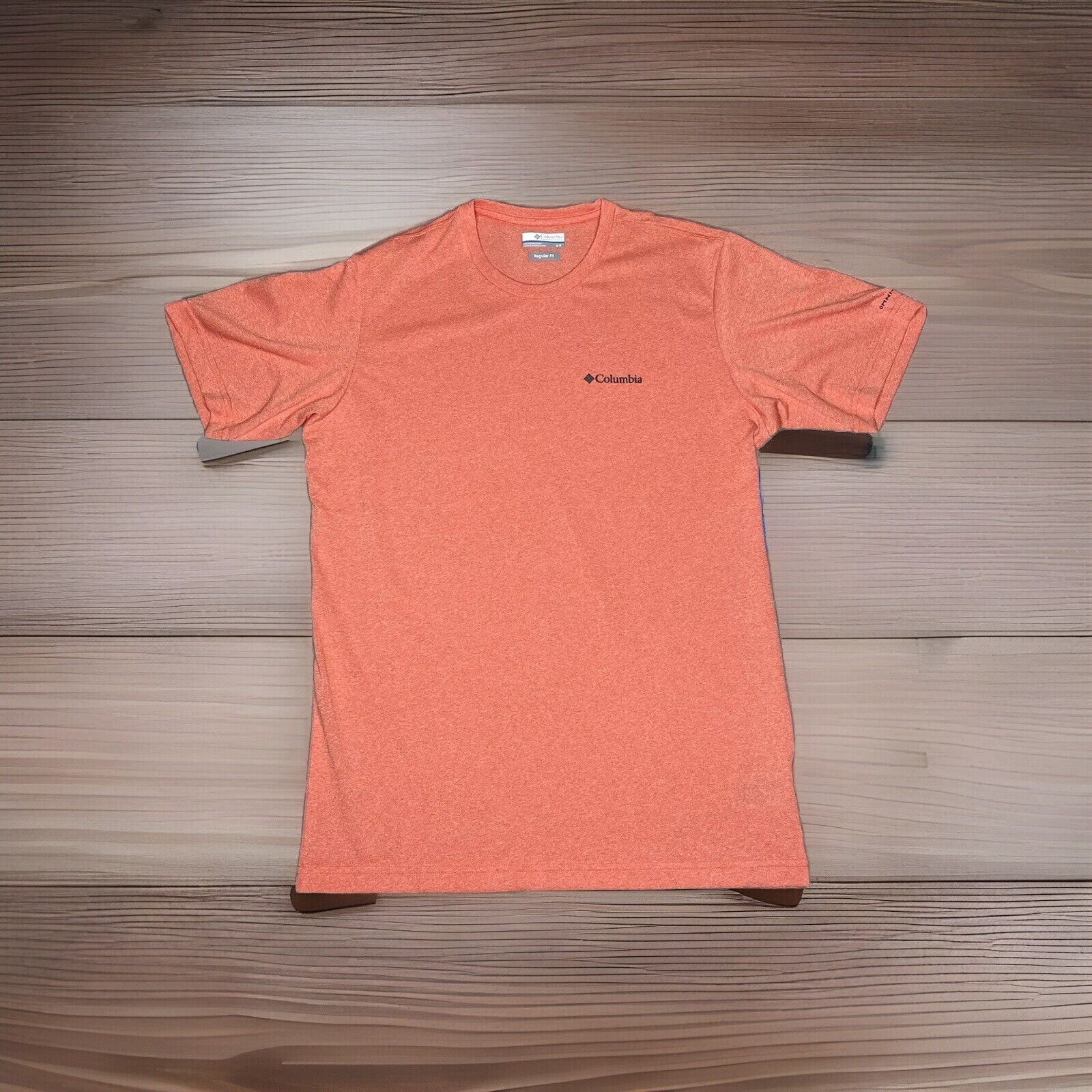 Columbia Omni-Wick T-Shirt Mens Small Orange Lake Zell Regular Fit Tee