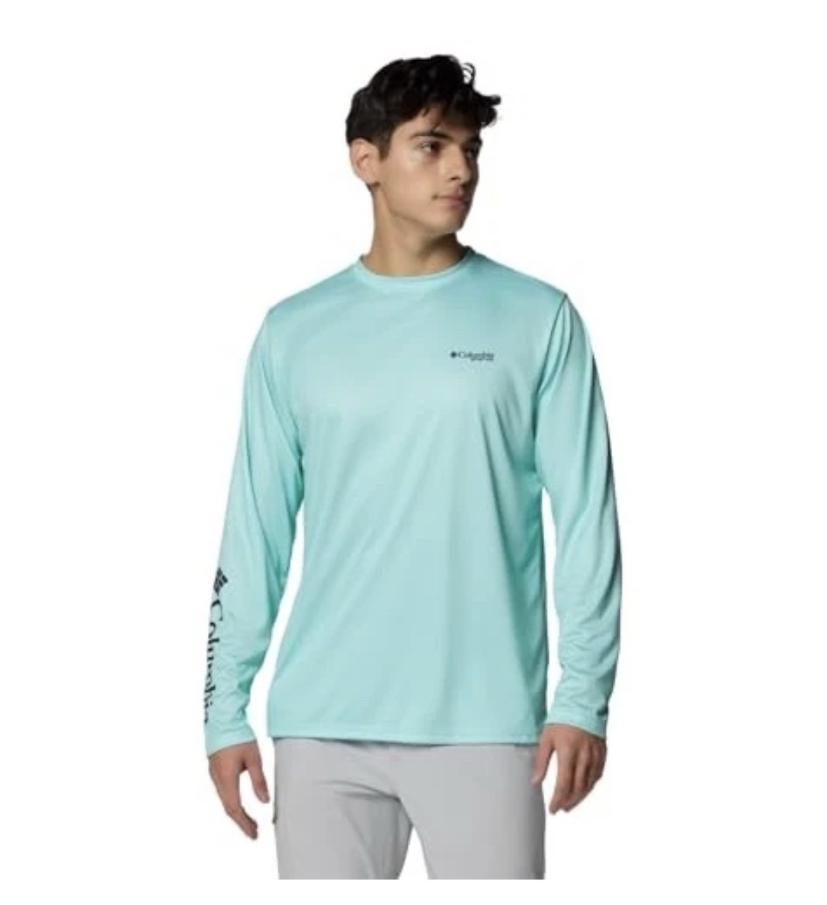 Columbia Omni-Shade Regular Fit Men&rsquo;s Light Blue Polyester Long Sleeve Shirt…