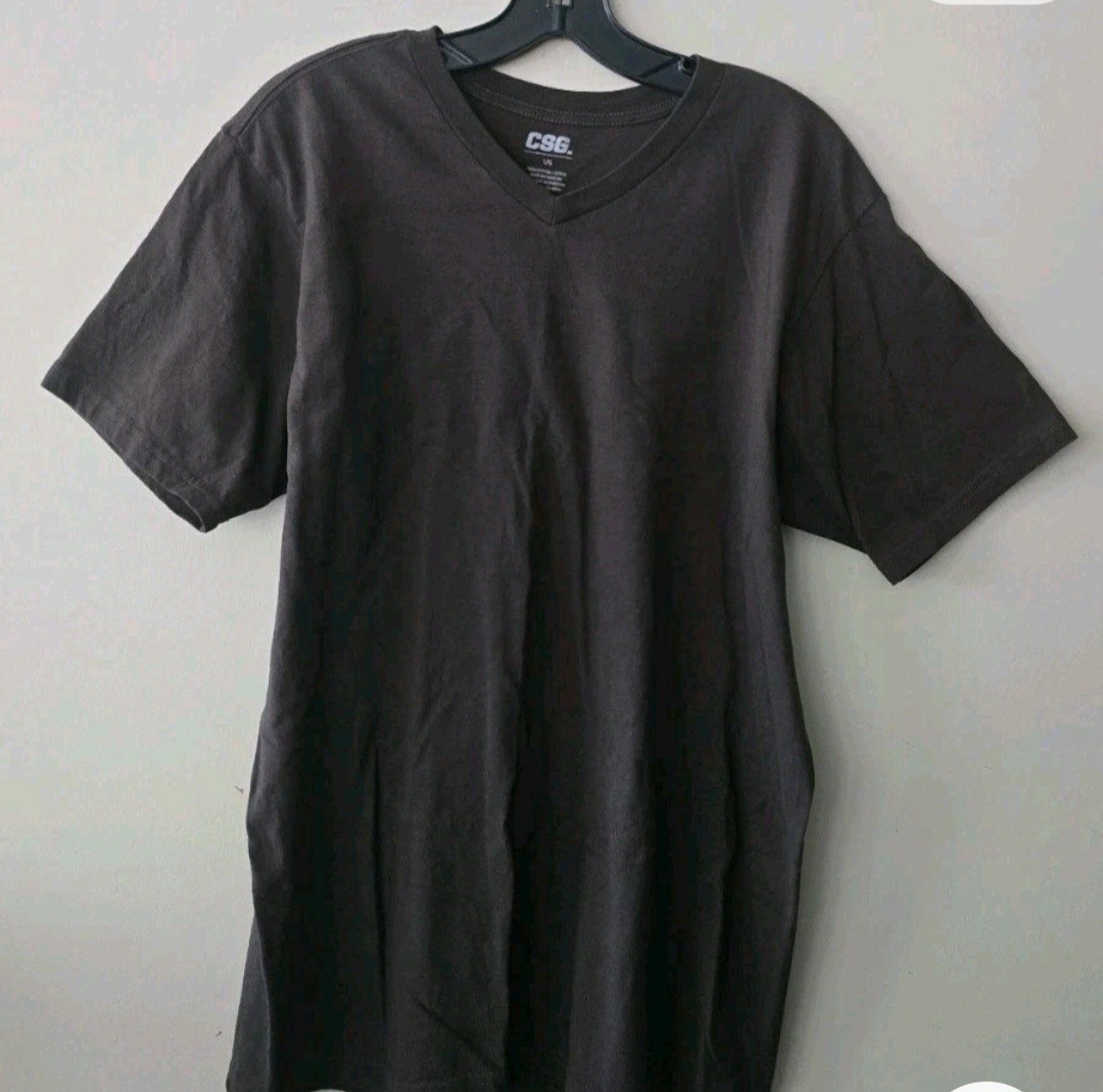 CSG Men&rsquo;s Size Large Chocolate Cotton Short Sleeve Neck Basic Tee
