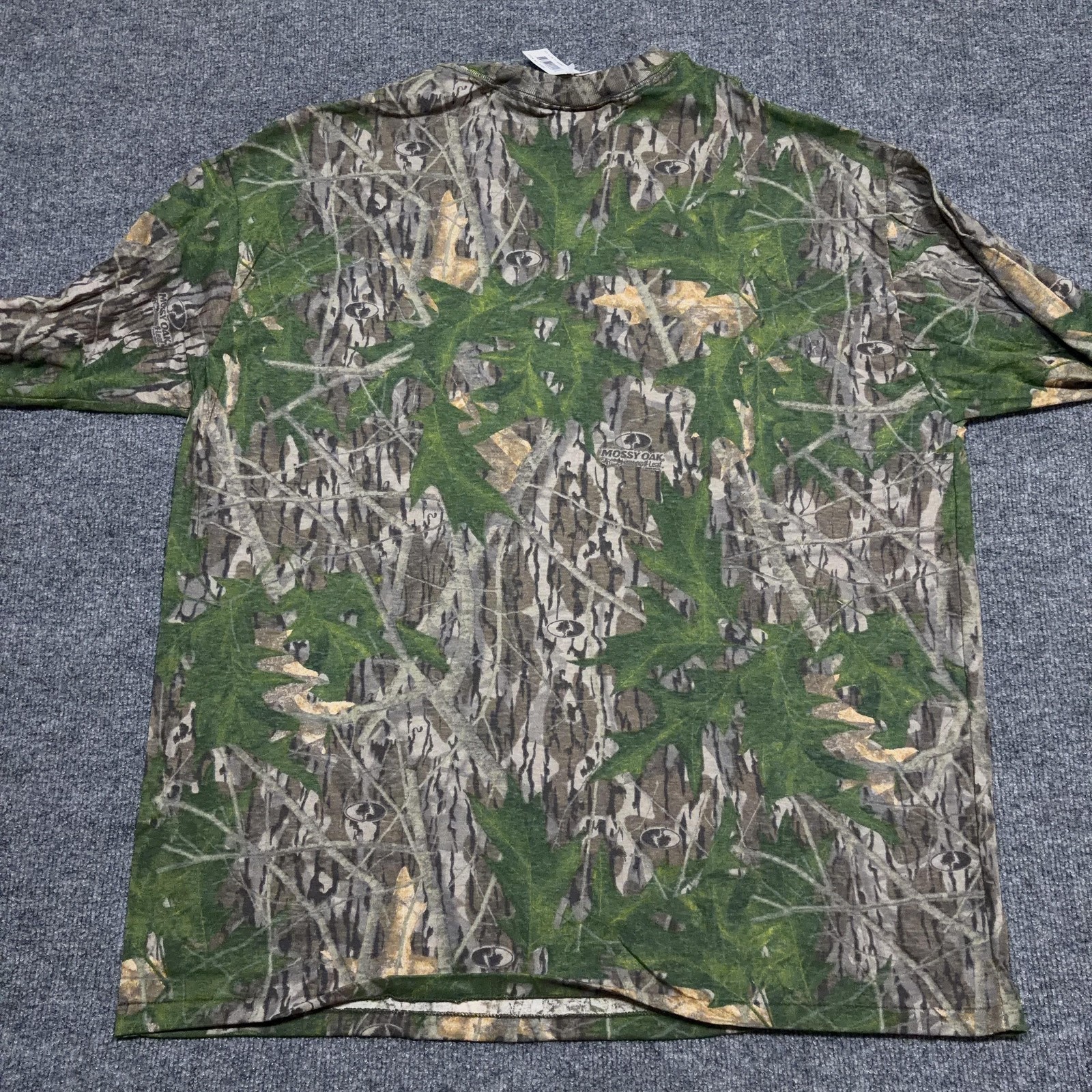 Mossy Oak Shirt Mens 2XL Green Camo Long Sleeve Pocket Hunting Tee Made USA 80s