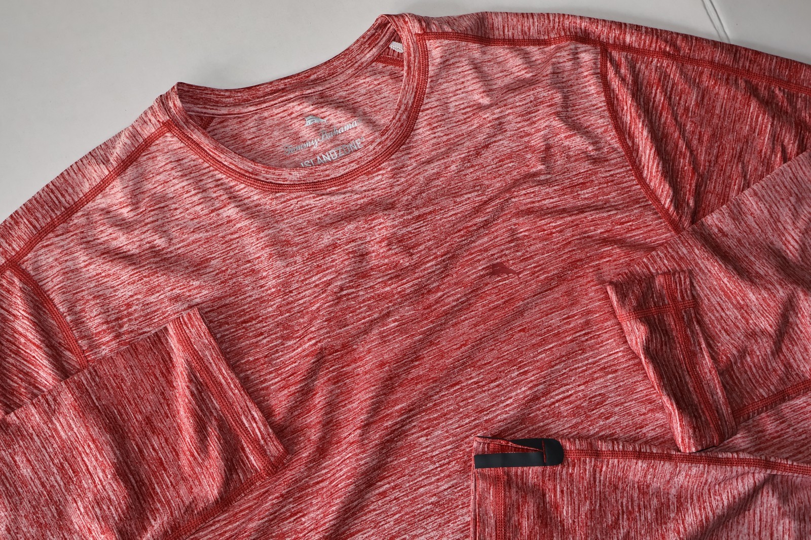 Tommy Bahama Tee Shirt River Cay Island Zone Performance Red LS New Medium M