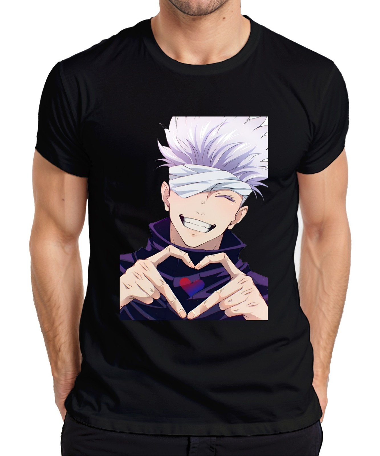 Jujutsu Kaisen Gojo Satoru Blindfold Anime Aesthetic Heart Gift Mens T-Shirt