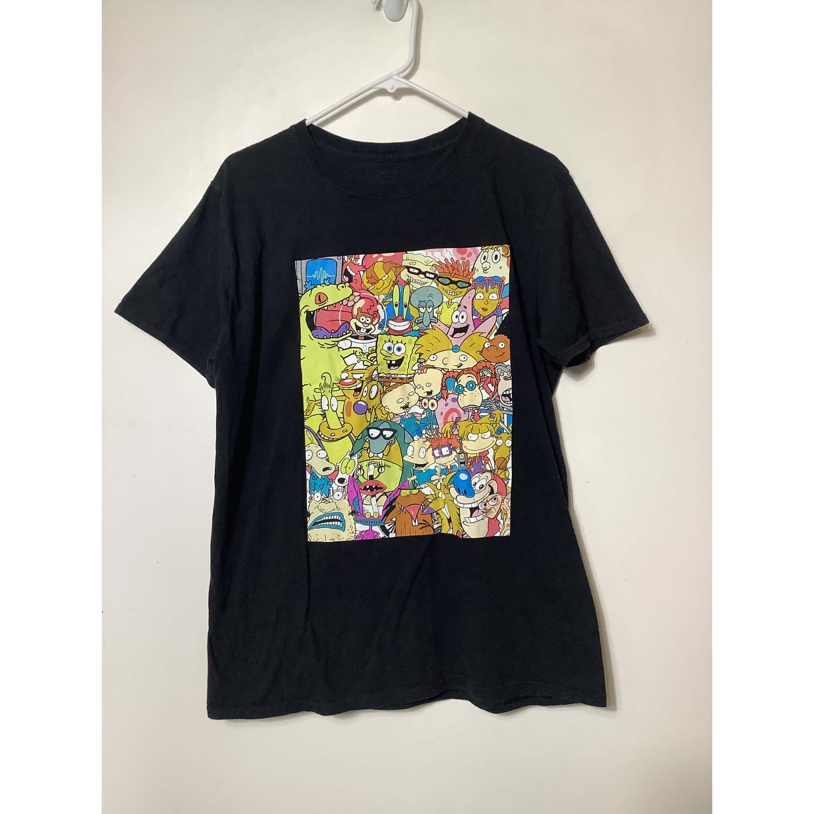Nickelodeon 90s Nicktoons Character Mashup Mens Spongebob Rugrats T-Shirt Size L