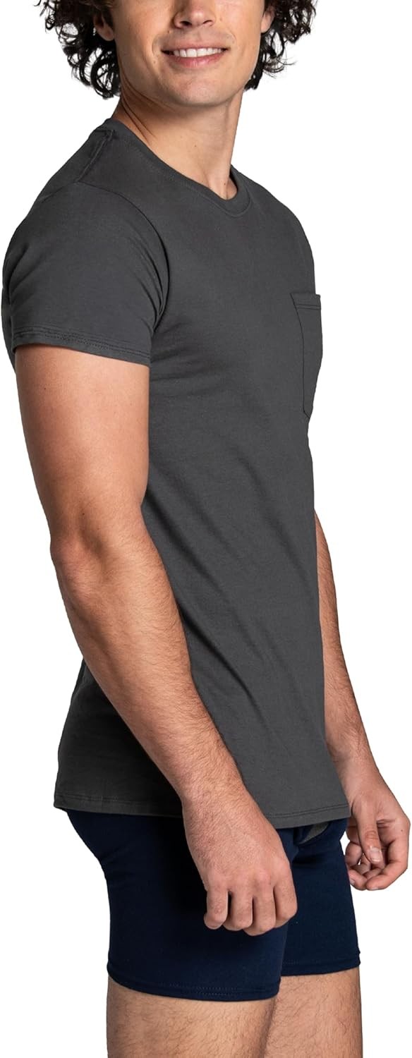 Fruit of the Loom Men&rsquo;s Pocket Tee Large, Colors May Vary – 6 Pack –