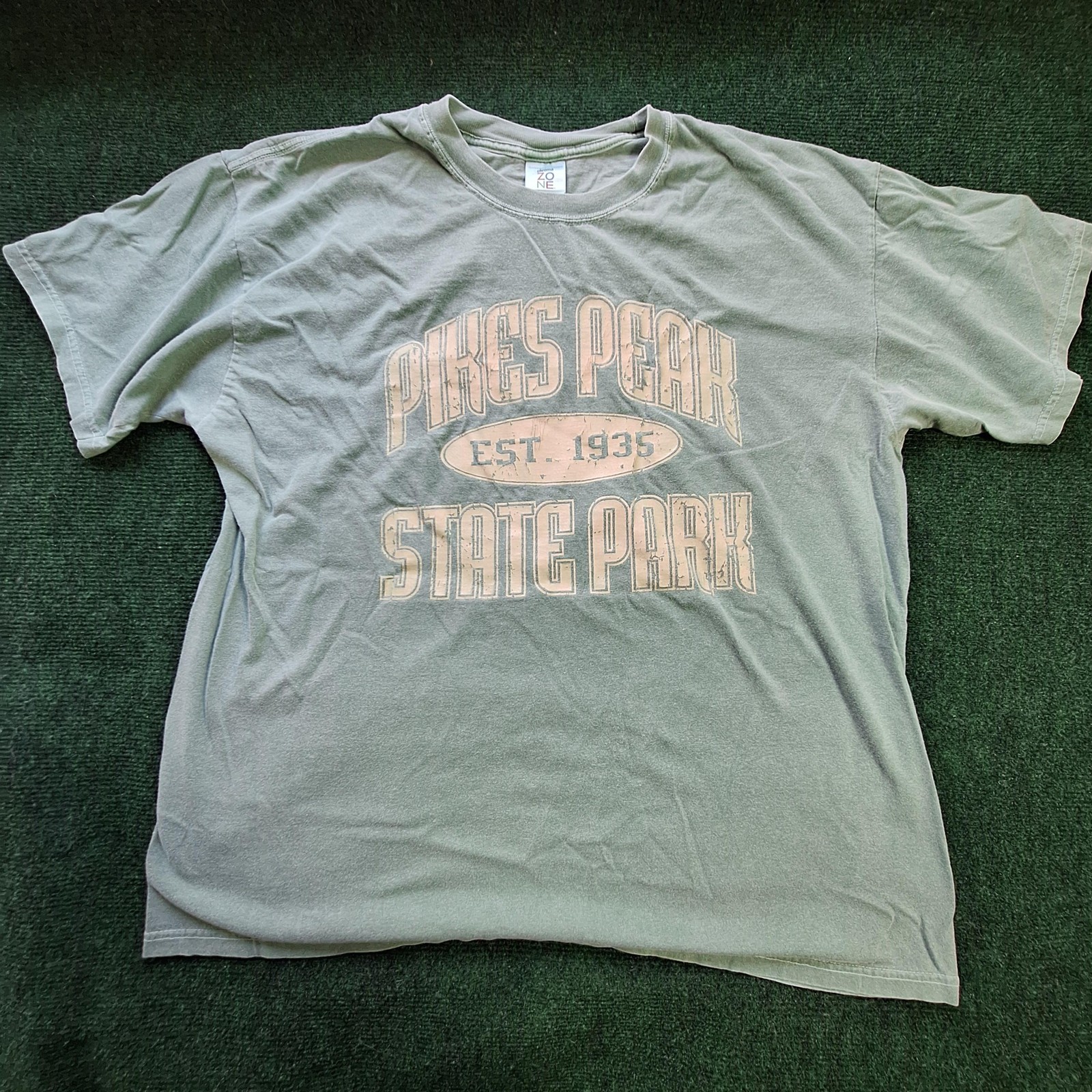 Pikes Peak State Park Shirt Mens Large Green Iowa Hiking Graphic Distressed