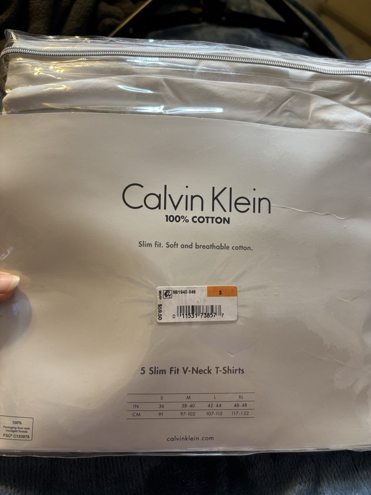 Calvin Klein Men&rsquo;s 5-Pack Slim Fit V-Neck Cotton Knit T-Shirts Gray S