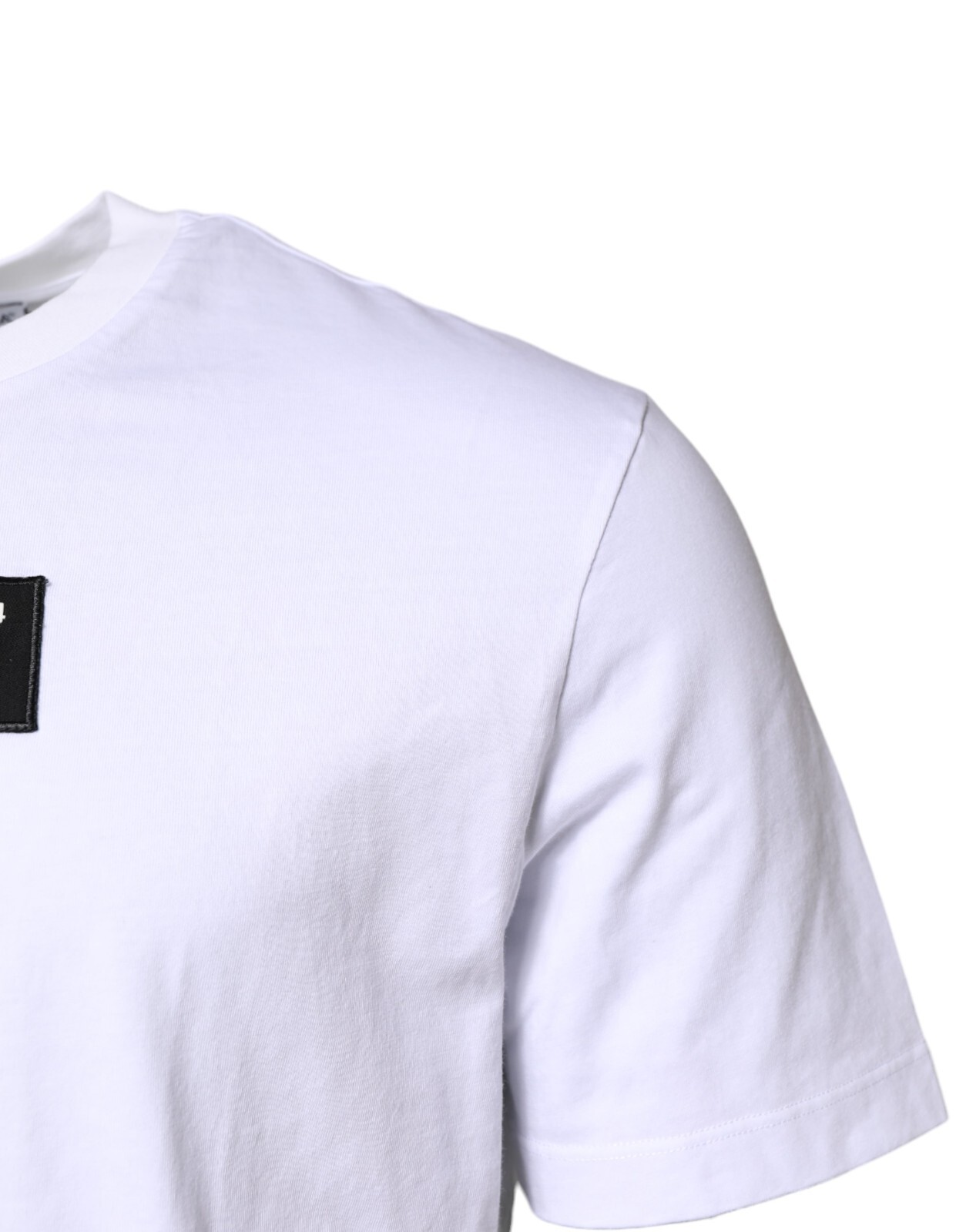 DOLCE & GABBANA T-shirt White Cotton Logo Patch Crew Neck IT52/US42/XL 640usd